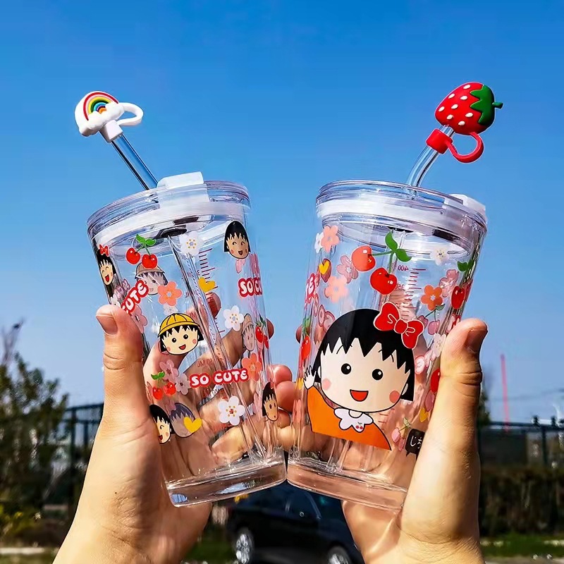 Cartoon cherry balls scale cup straw cup...