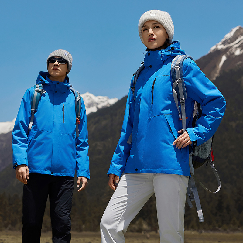 Outdoor Charge Clothes Women's 2025 New Three-in-One Silver Fox Fleece Windproof Waterproof Down Jacket Men's Autumn and Winter Mountaineering Suit