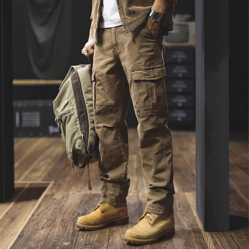 High-End Heavyweight Retro Paratrooper Straight Cargo Pants for Men, Loose Multi-Pocket Premium Outdoor Sports Long Pants for Men High-End Heavyweight Retro Paratrooper Straight Cargo Pants for Men, Loose Multi-Pocket Premium Outdoor Sports Long Pants for Men
