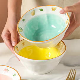 ZM6H批发拉面碗家用可爱好看的泡面碗陶瓷高颜值汤碗大碗斗笠面条