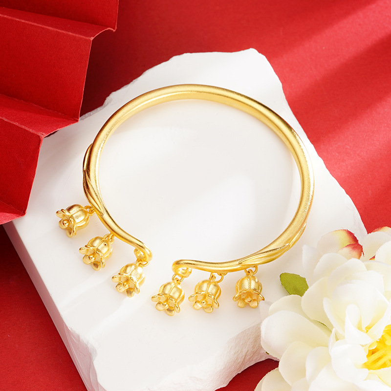 Shajinling orquídea pulsera Super hadas inteligente alto sentido nicho pulsera estilo étnico imitación oro cobre pulsera joyería