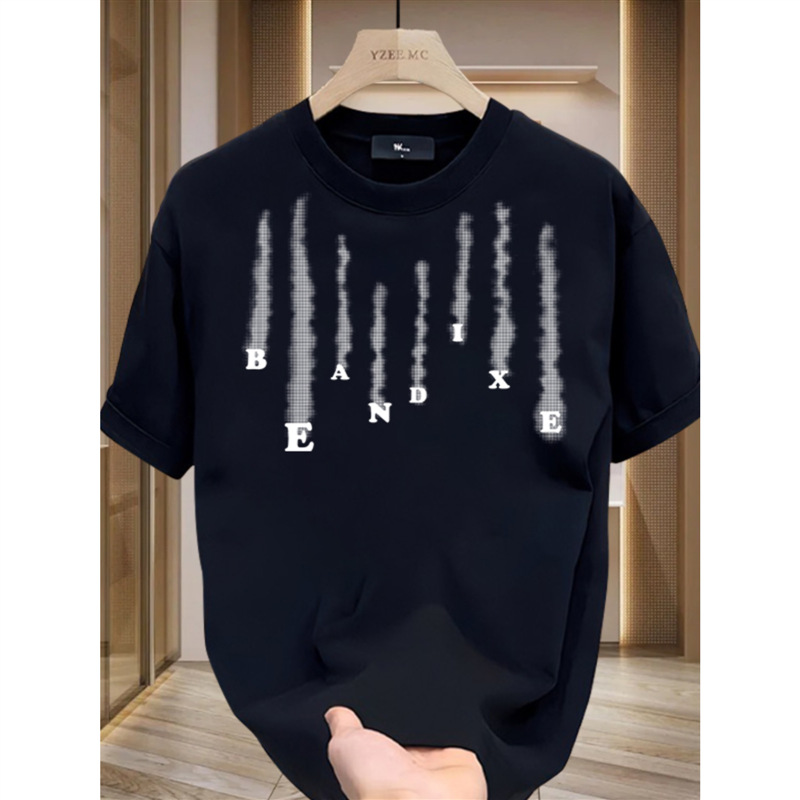 T-shirt à manches courtes en pur coton pour hommes et femmes, nouveau style d'été 2024, marque tendance, haut ample à col rond américain_voghion.com