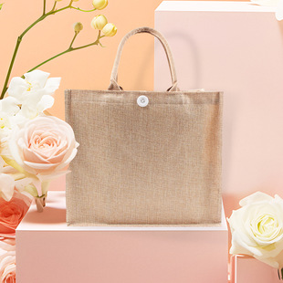 Linen Bag Custom Printed Logo Muji Ready-Made Linen Retro Handbag Jute Cotton Linen Environmentally Friendly Bag Customization