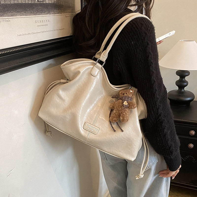 Túi tote nữ da PU , túi xách tay đi làm đựng đồ dung lượng lớn — Gạo trắng không có mặt dây chuyền, Màu cà phê Không có mặt dây chuyền, Màu nâu không có mặt dây chuyền, Đen không có mặt dây chuyền chi tiết 21