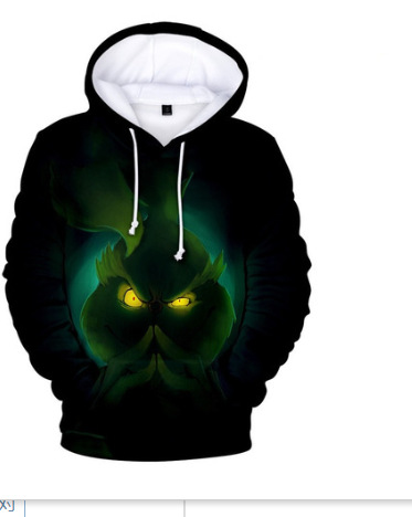 2024 Navidad piel verde extraño Grinch 3D Impresión digital suéter con capucha traje de dos piezas