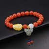 Red organic agate round beads, bead bracelet wax agate