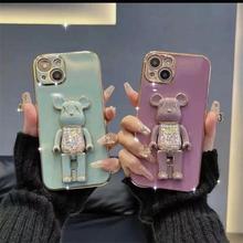 16卡通支架适用iPhone15promax手机壳苹果13全包软套12伸缩旋转14
