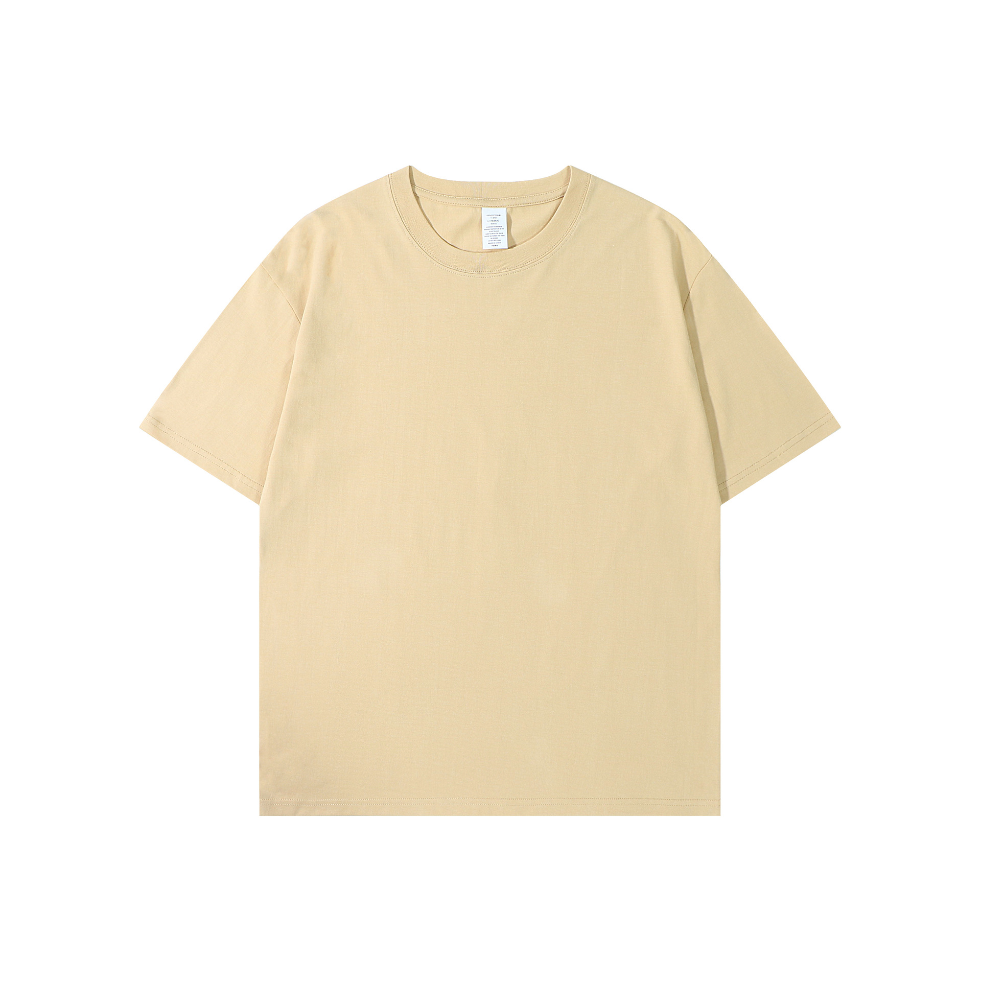 Camiseta de Verano para Mujer, 230g, Algodón Puro, Manga Corta, Holgada, Color Sólido, Camiseta Básica, Transpirable y Cómoda para Hombre