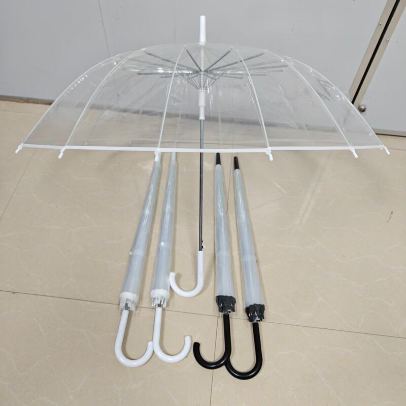 White transparent umbrella straight handle white transparent umbrella net red small fresh transparent umbrella umbrella can be printed logo wholesale