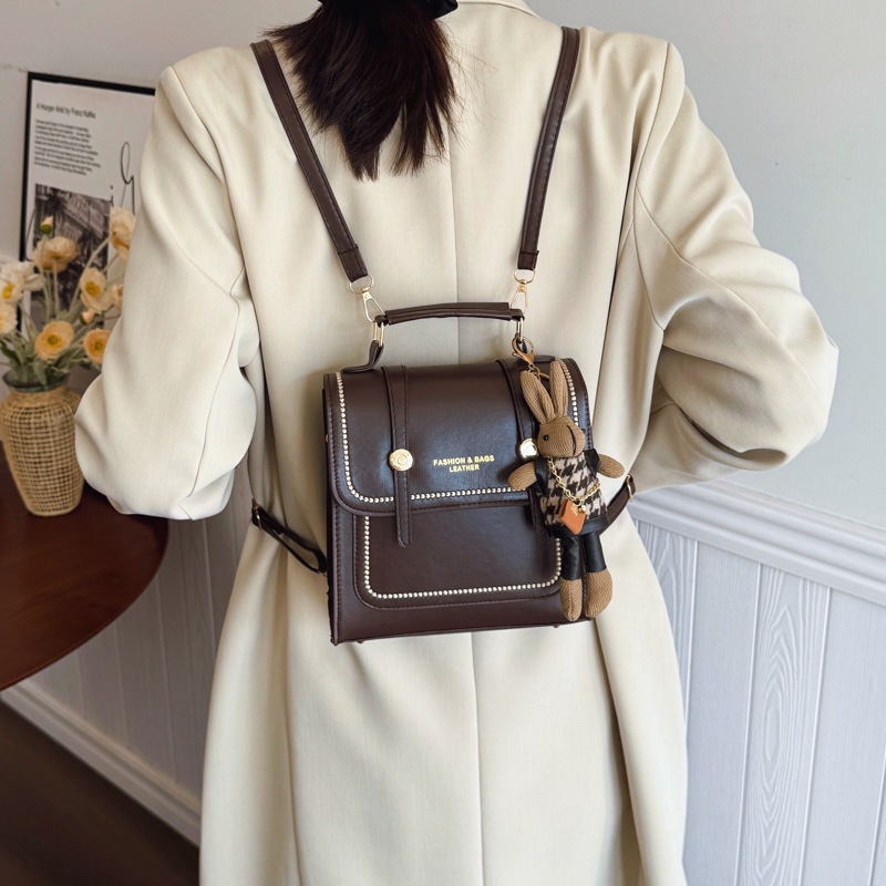 2024 invierno nuevo estilo retro estilo universitario doble mochila de mujer temperamento multifuncional mirad mochila