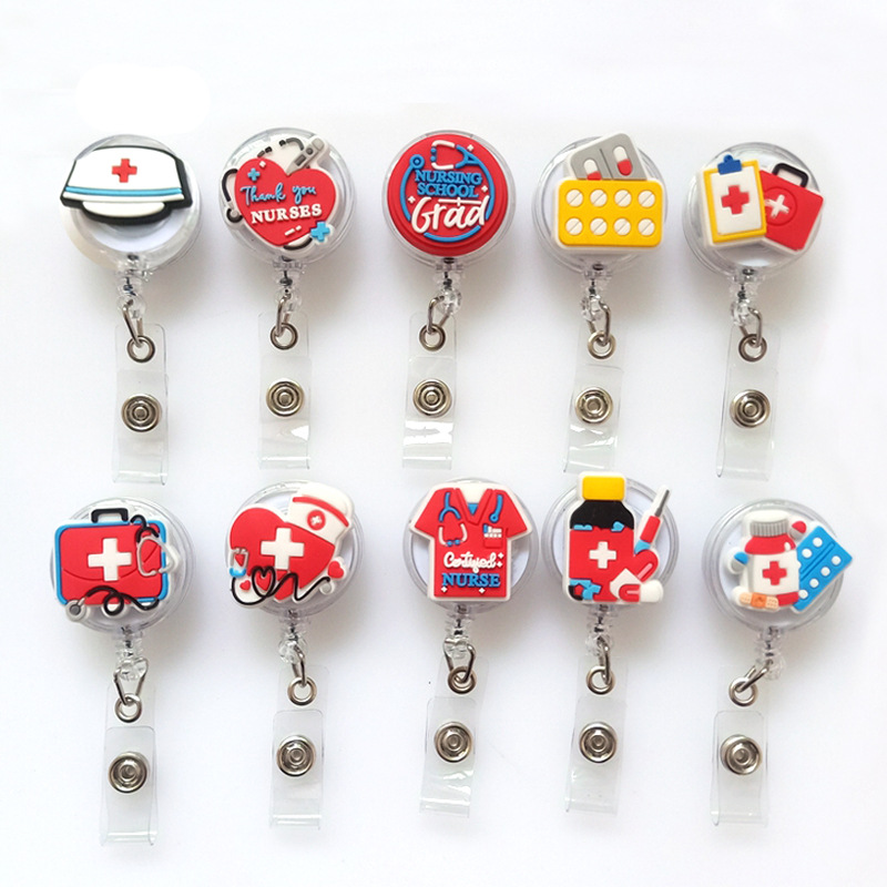 Cross-border Nurse Badge Buckle Cartoon Easy Pull Buckle Telescopic Buckle Doctor Hospital Chest Card Lanyard Card Holder Clip Buckle