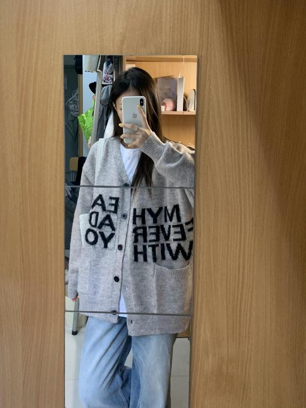 美式复古v领针织开衫女秋冬慵懒风毛外套早秋季穿搭宽松外搭上衣|undefined