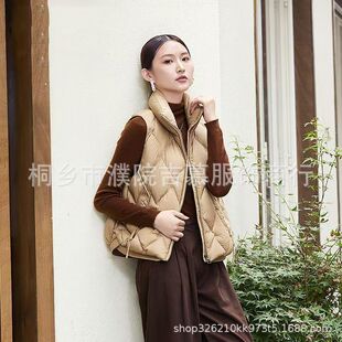 Cross-Border Autumn and Winter New Lightweight down Jacket Vest Women's Stand-Up Collar Small Cold-Proof Vest White Duck down Loose Jacket