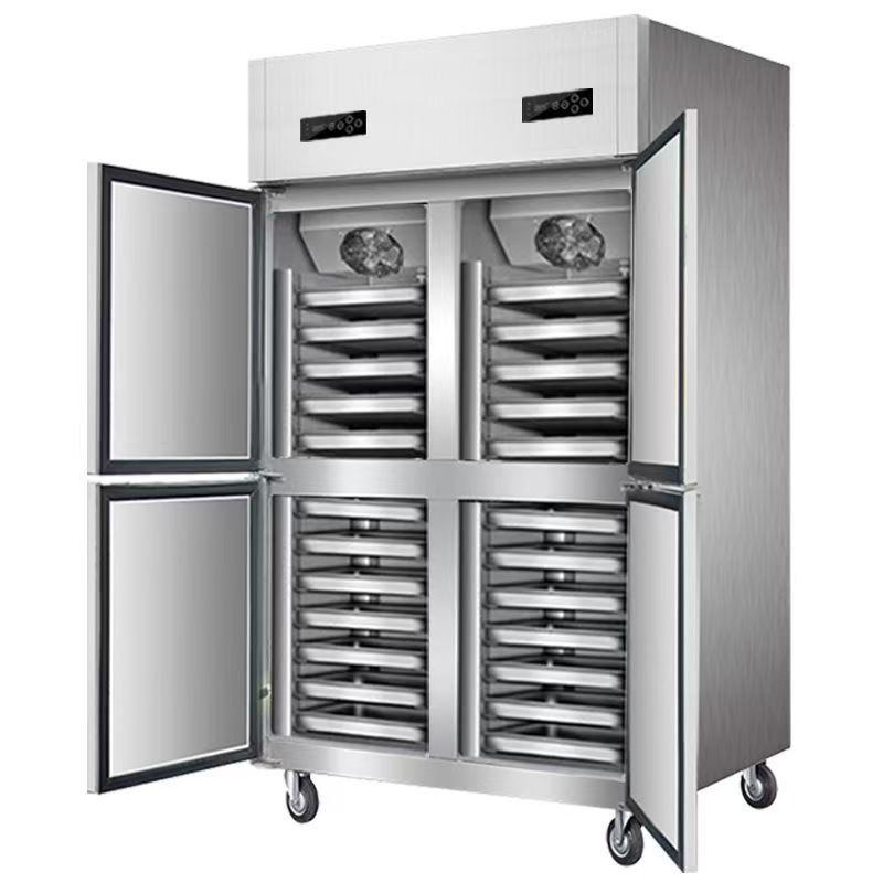[Customizable] Four-Door Freezer Air-Cooled Frost-Free Commercial Upper and Lower Door Vertical Refrigerated Baking Pan Type Large Capacity
