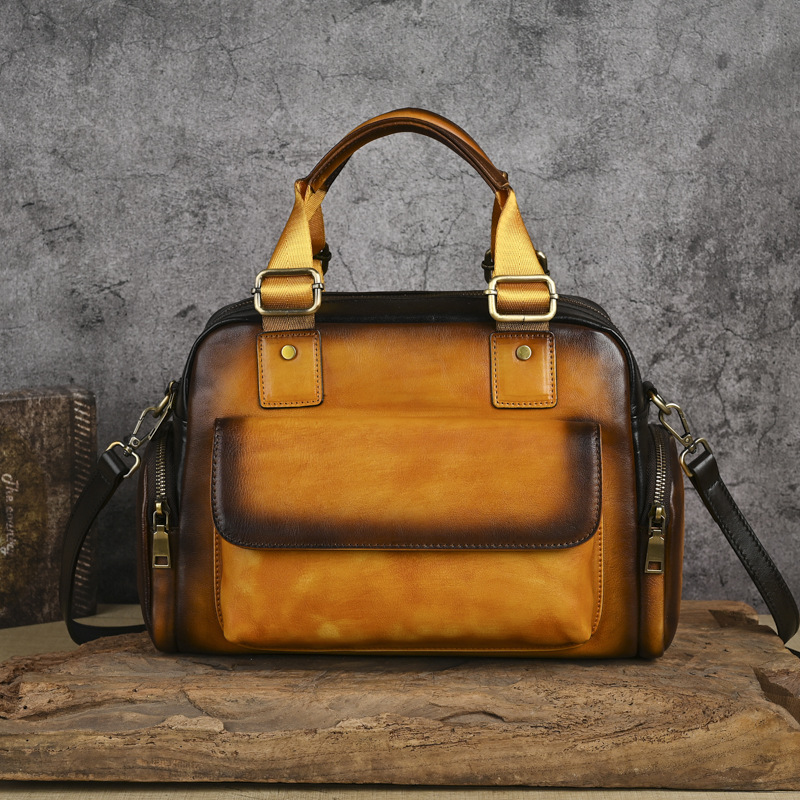 Túi xách tay nữ da bò cổ điển phong cách châu Âu, đa năng xách tay và đeo chéo, kích thước 32×16×22 cm — Đỏ cổ điển