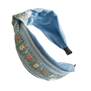 2022 New Ribbon Ethnic Style European and American Flowers with Solid Color Base Knot Wide Hair Band Head Band 20308