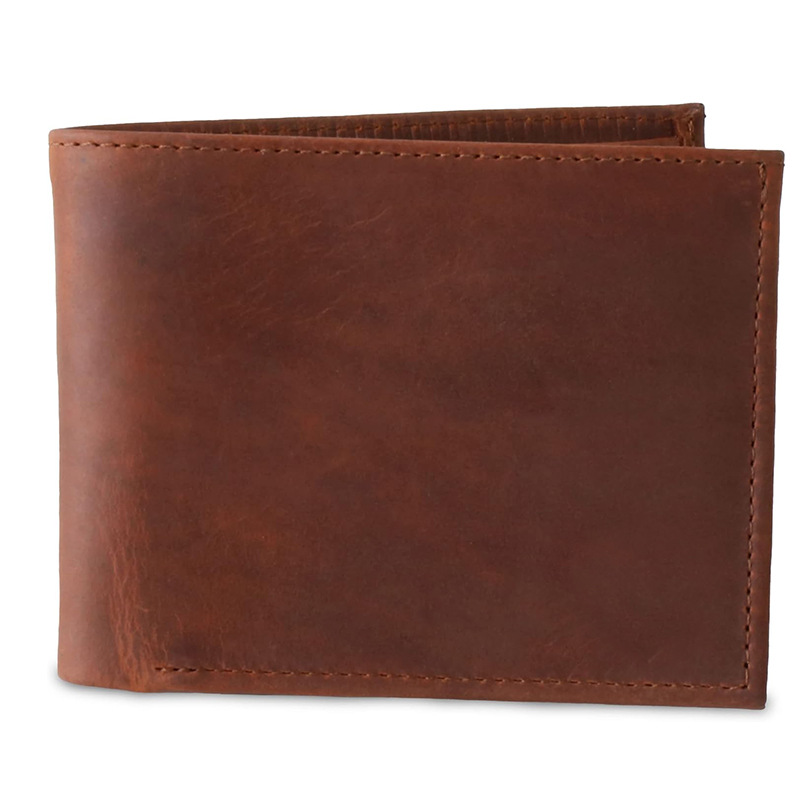 Amazon retro caballo loco billetera de cuero ligera doble doble multi-tarjeta billetera de cuero RFID anti-robo billetera para hombres