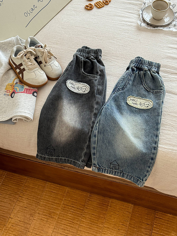男の子用デニムパンツ 2025年秋物 幼児用ゆったりパンツ 外出着 春秋用カジュアルパンツ A級|undefined