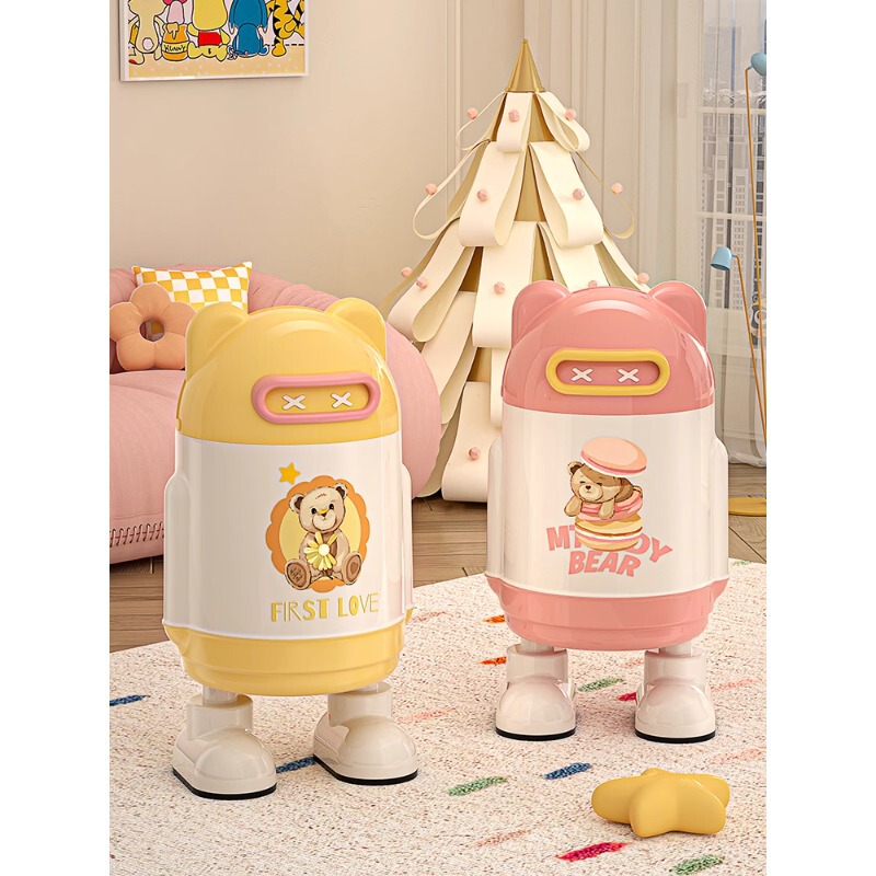 Teddy Bear Joint Dustbin Household Living Room High-value Toilet Toilet with Lid Bedroom Cute Creative Waste Paper Basket