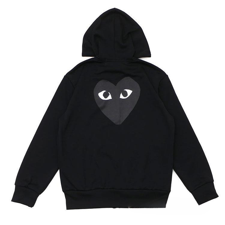 Xinyi Japanese Style Trendy Brand Play Men's and Women's Couple Wear Hooded Sweatshirt Small Black Heart Embroider Autumn and Winter Long-Sleeved Velvet Sweatshirt