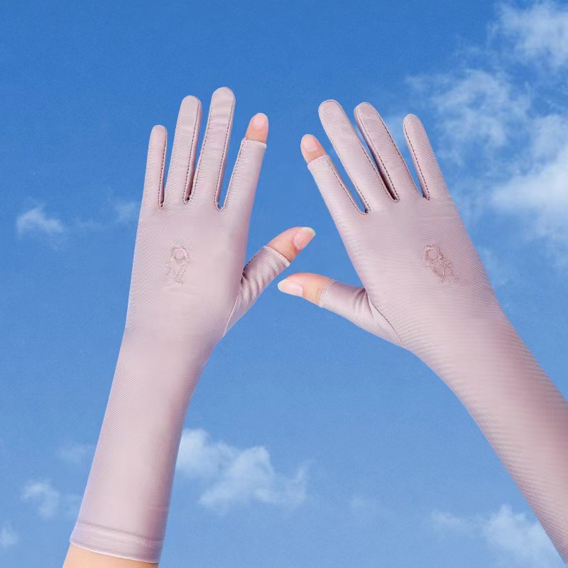 Guantes de protección solar de seda de hielo para mujer funda de manga de brazo de conducción larga protección UV sentido avanzado deportivo simple y suelto antideslizante