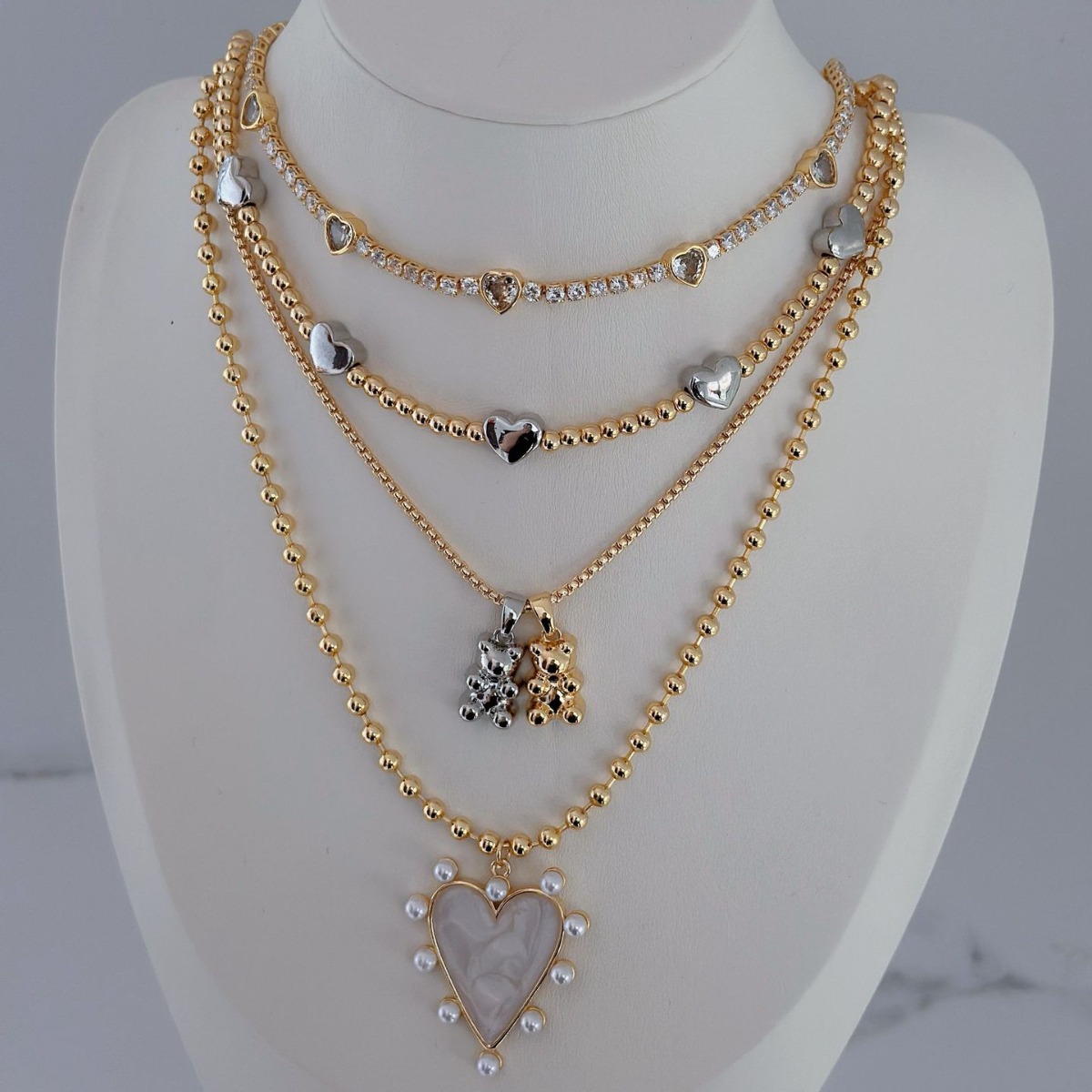1 Piece Quantity Copper Plating Bear Heart Shape Necklace