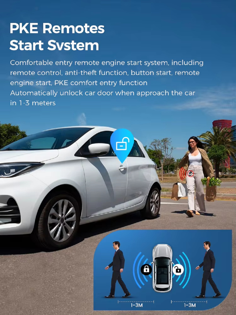 Cross-border 12V car remote control Bluetooth remote start, preheating, cooling, one-touch anti-theft alarm system, Bluetooth 5.0