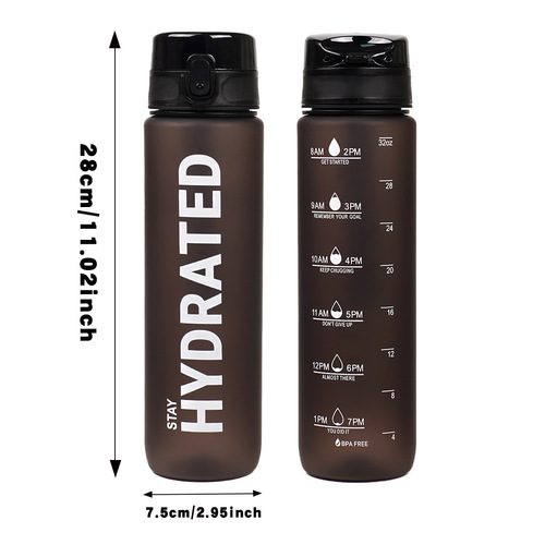 Sports water bottle 1000ml large capacity plastic cup anti-leak portable space cup with scale outdoor drinking cup
