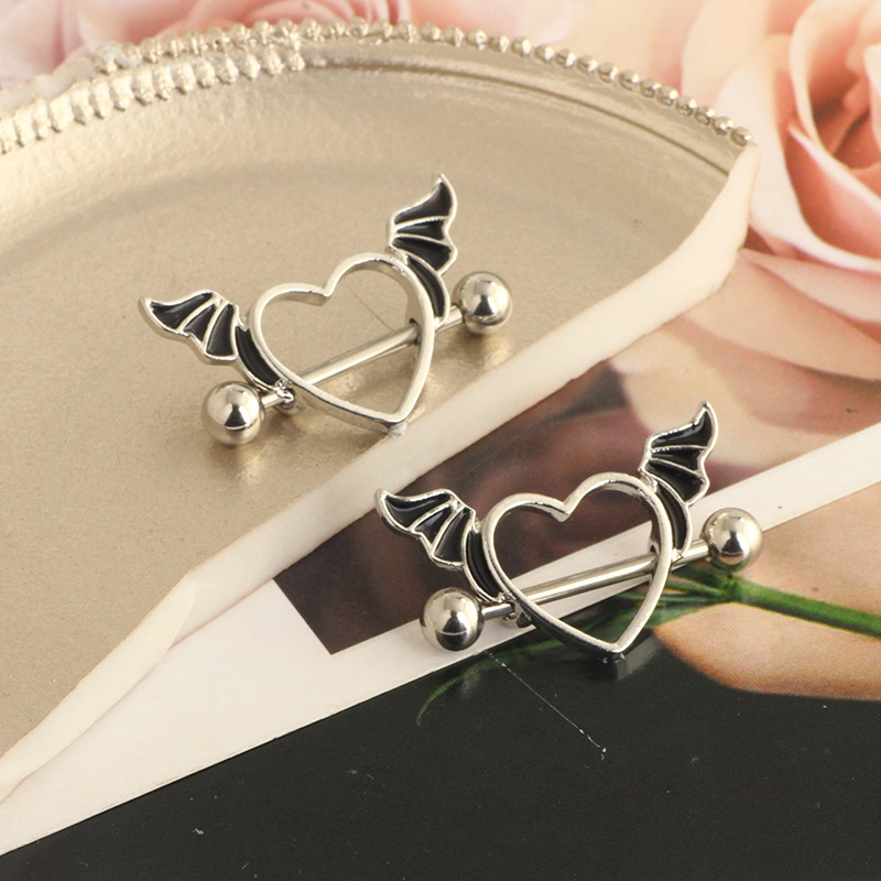 3g Weight Belly Ring Classification Retro Angel Heart Shape Stainless Steel Plating Belly Ring 1 Piece