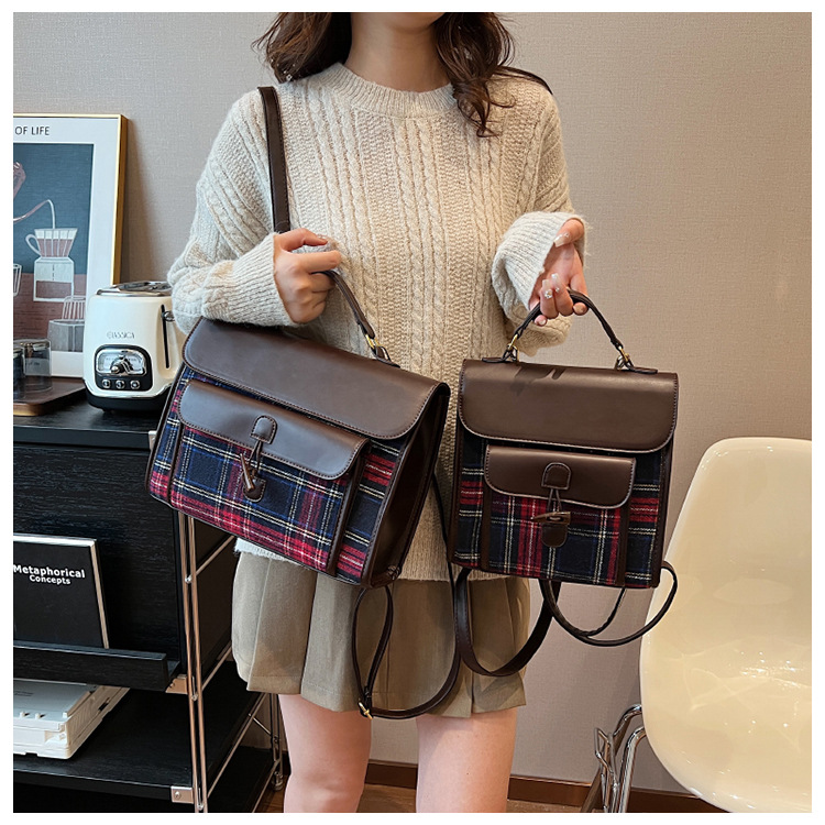Naiste ruuduline crossbody seljakott sügis- ja talvehooajaks_voghion.com