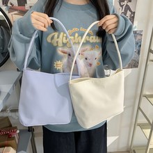 日韩系2024新款时尚纯色百搭通勤包简约轻便极简小清新质感单肩包