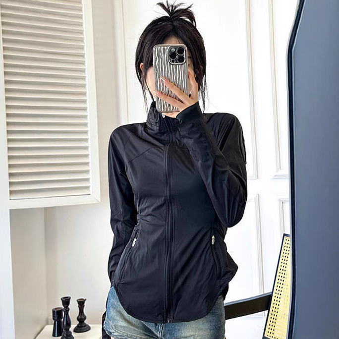 Women's UPF50+ Sun Protection Jacket Lightweight Windproof Full Zip Coat With Pockets For Yoga Running Hiking Outdoor_voghion.com