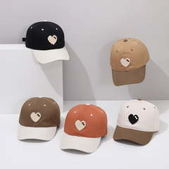 愛心蝴蝶結鴨舌帽韓版男女童拼色棒球帽春秋新款遮陽帽兒童帽子