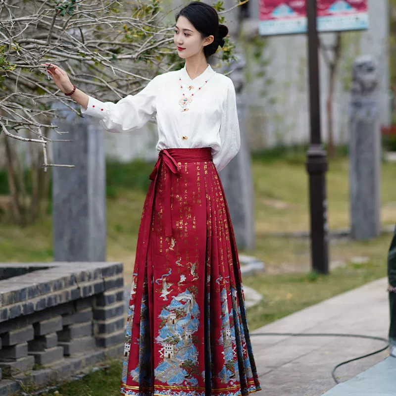 2024 Оригинальный Новый макияж цветочный тканый Золотой жилет юбка [Great Wall] костюм китайская ежедневная ханьфу Национальный Стиль Весна