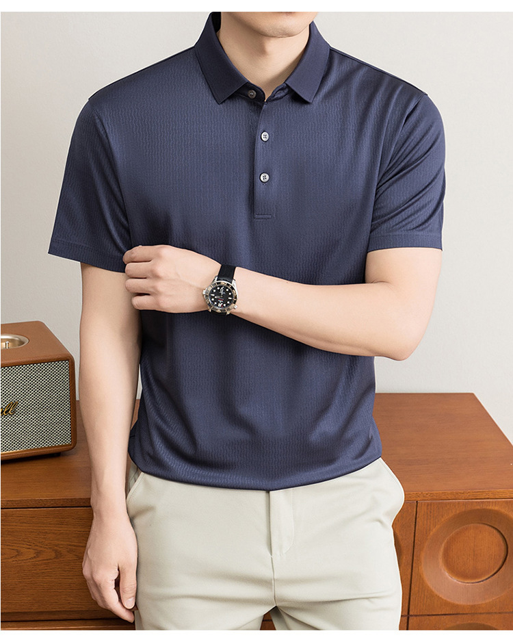 Áo polo nam tay ngắn cổ bẻ chất lụa mulberry cao cấp — Xanh lá cây nhạt8879 chi tiết 23