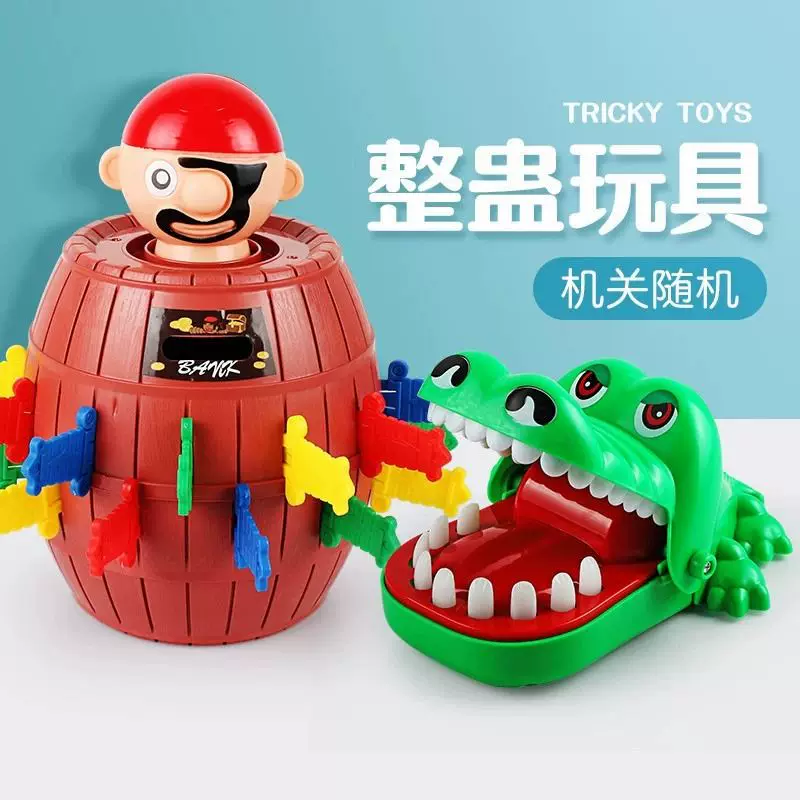 Crocodile, toy for boys, bites finger