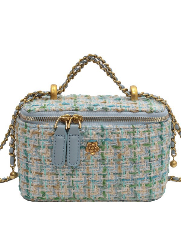 Paquete de tela de viento de fragancia mini bolso de cadena para mujeres 2025 nuevo nicho caja de diseño pequeño bolso cuadrado bolso de mochila versátil