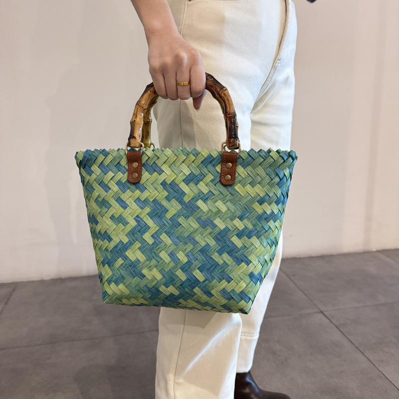2026 New Model Monet Garden French-Style Imitation Rattan Woven Bag, Vegetable Basket Handbag, Handmade Bamboo Woven Bag, Lunch Box Bag 2026 New Model Monet Garden French-Style Imitation Rattan Woven Bag, Vegetable Basket Handbag, Handmade Bamboo Woven Bag, Lunch Box Bag