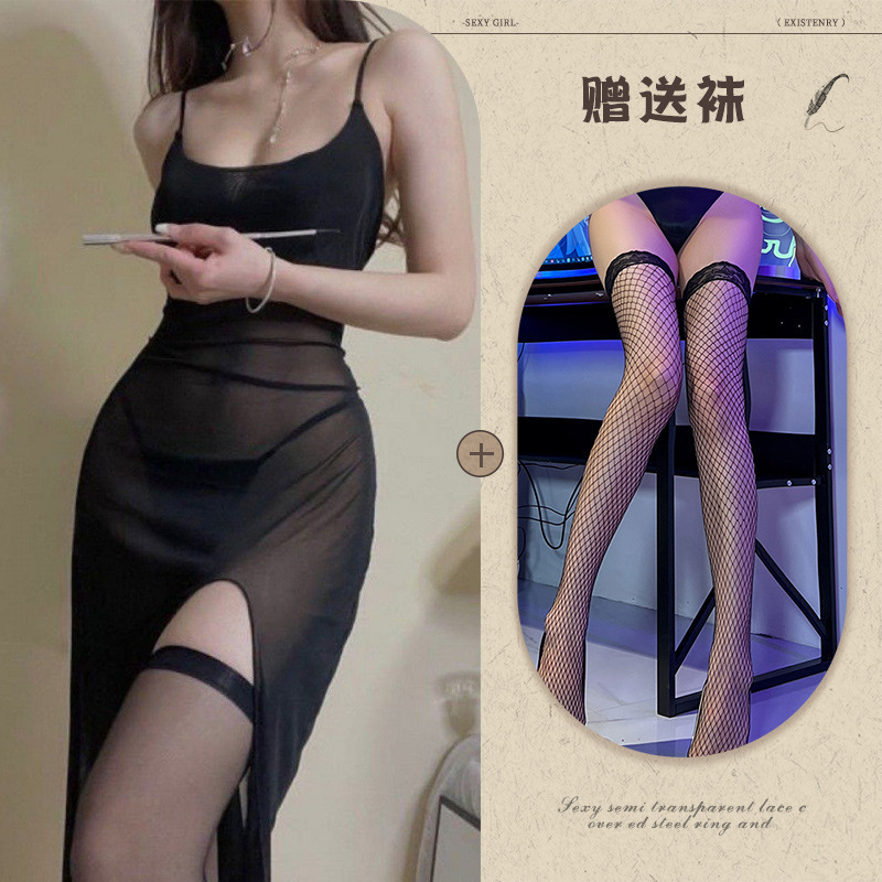 블랙 + 블랙 망사 스타킹