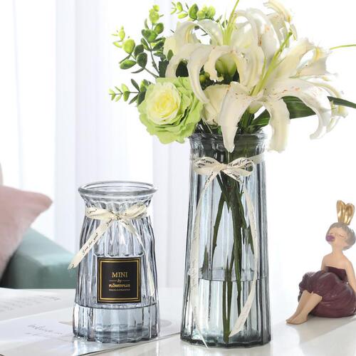 Creative simple glass vase colorful transparent water-raised rich bamboo lily flower vase living room decoration ornaments
