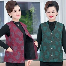 中老年女春秋季新款坎肩印花马夹中年妈妈秋季大码休闲宽松马甲女