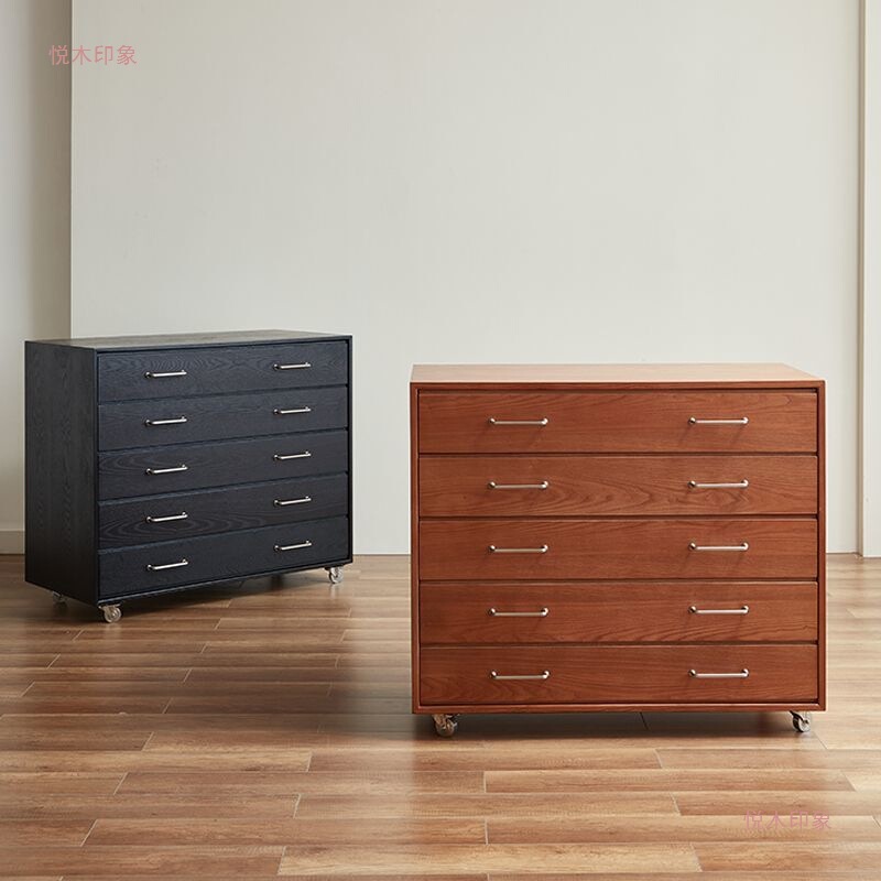 Second-Hand Chest of Drawers, Retro Sideboard, Sofa Side Cabinet, Solid Wood Mobile Storage Cabinet, Bedroom Bedside Cabinet, Simple and Modern
