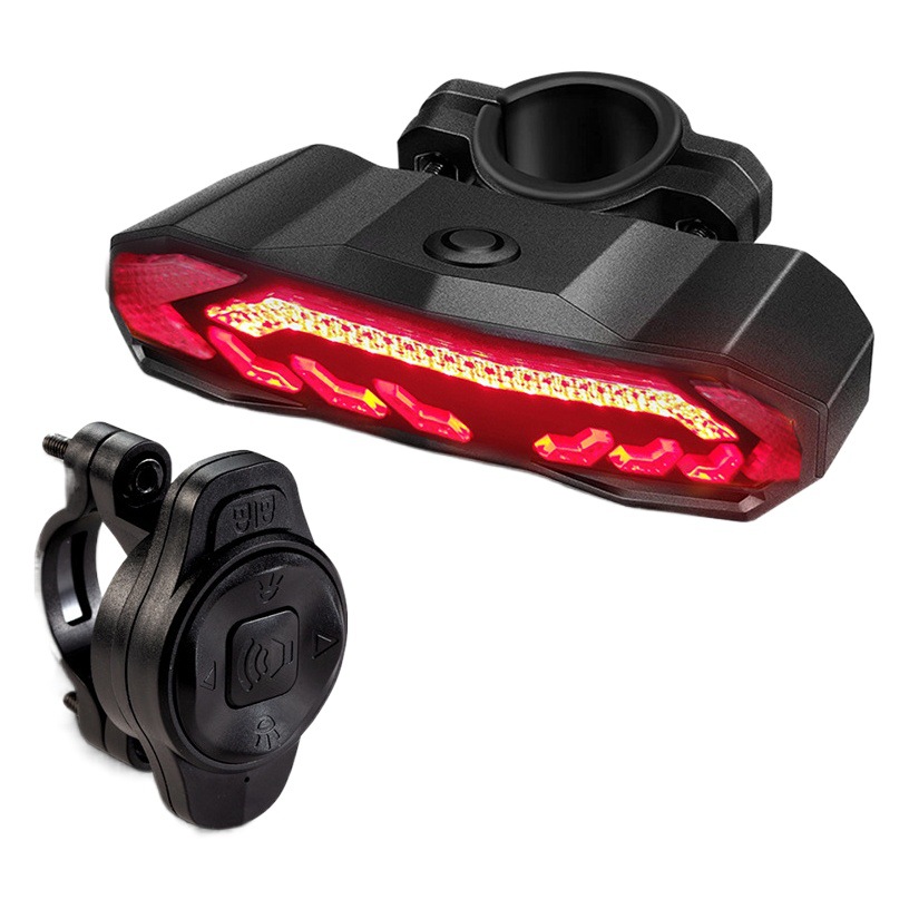 Bicicleta inteligente freno cola luz USB carga sirena al aire libre noche equitación bicicleta de montaña dirección LED cola luz impermeable