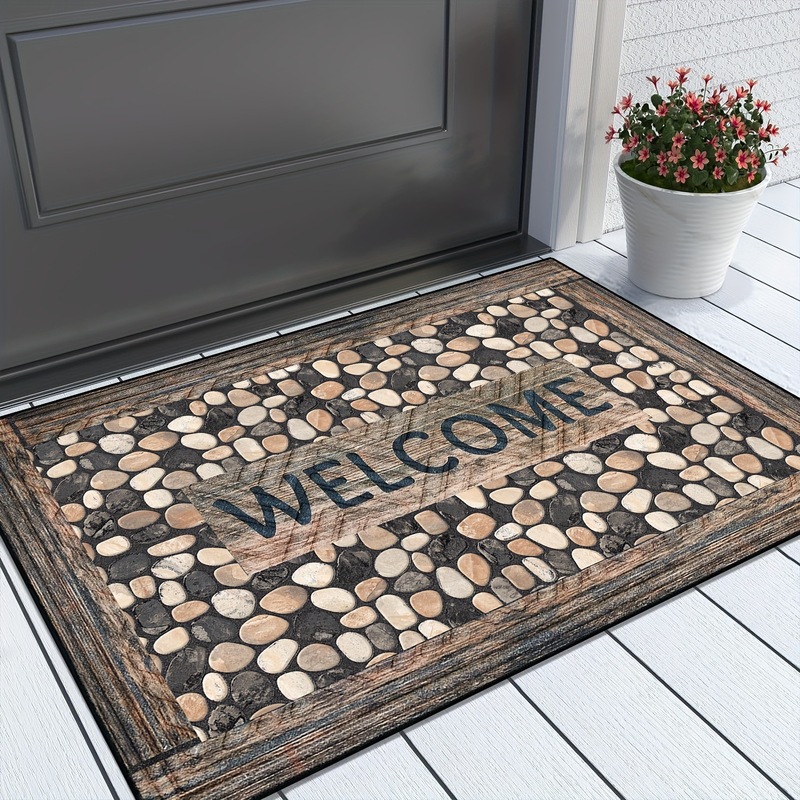 Indoor Outdoor Non Slip Doormat Wooden Stone Pattern门垫|undefined