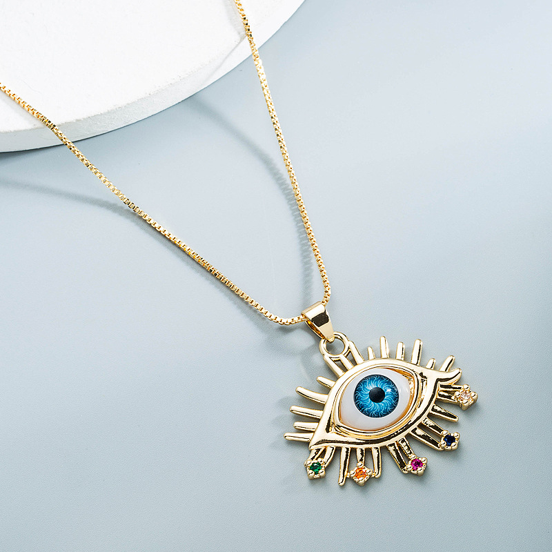 wholesale jewelry copper inlaid zircon eye pendant necklace Nihaojewelrypicture8
