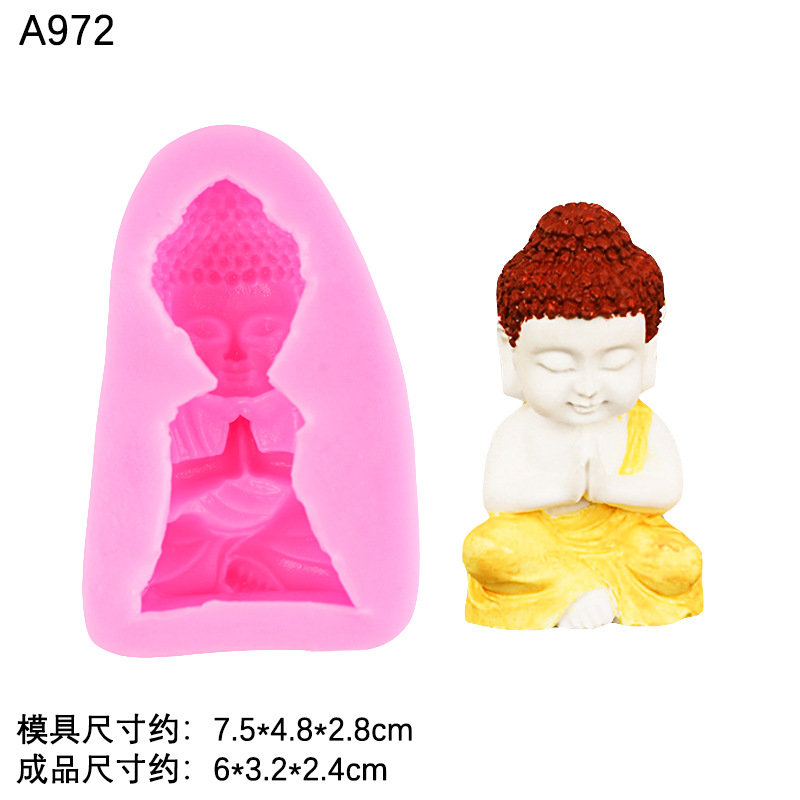 Q versión Buda molde de silicona artesanía Buda aromaterapia vela yeso decoración del coche adornos