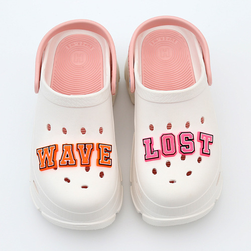 Pink letter series holey shoes flower shoe buckle English letter and number set cartoon detachable shoe accessories
