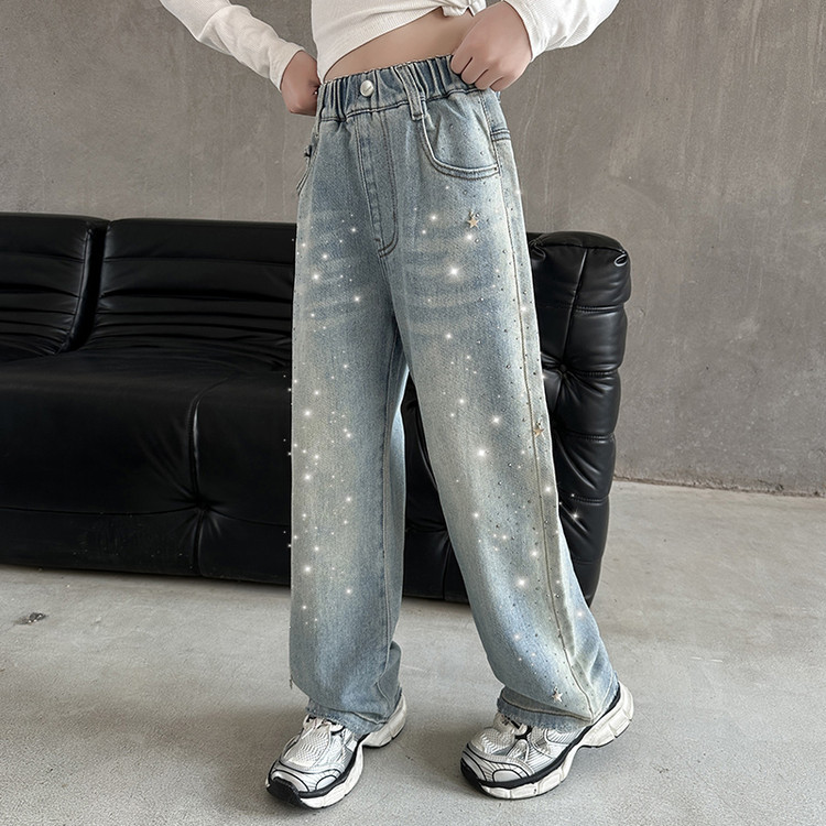 Rhinestone Jeans New Children's Miscellaneous European And American Jeans_viptrois.com
