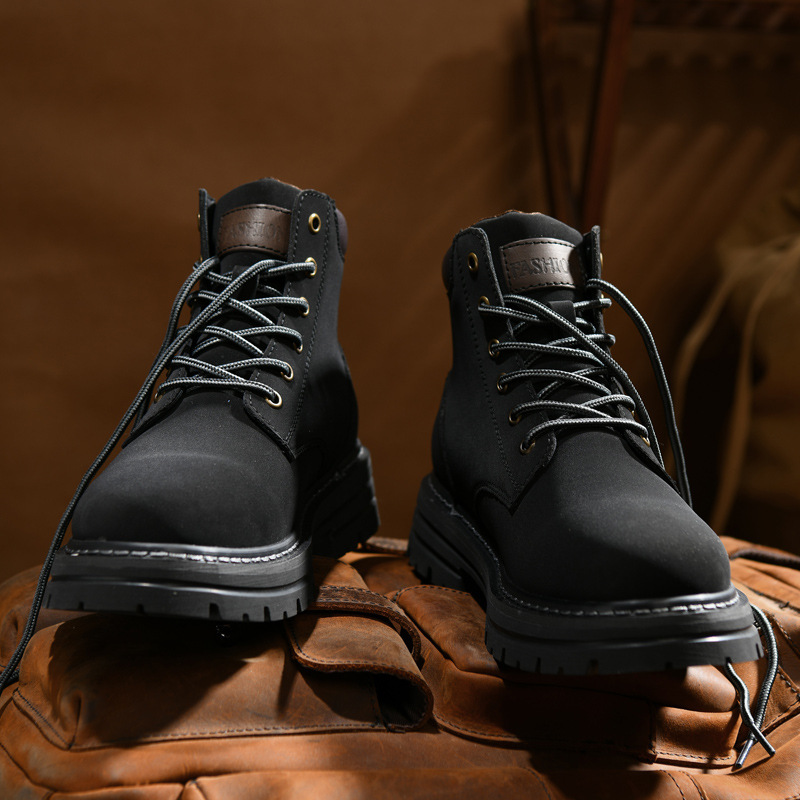 Martin botas de ruibarbo botas para hombres 2025 nuevo cuero con suela gruesa botas de trabajo casuales de altura resistente al desgaste impermeable botas de trabajo image 3
