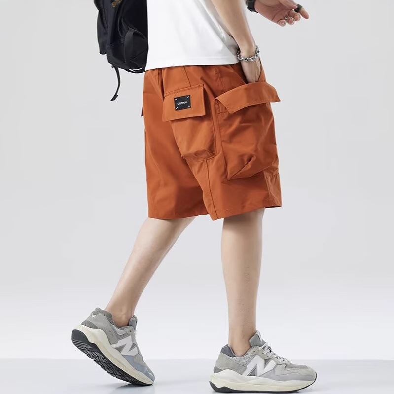 Cross-Border Trendy Brand Cargo Shorts for Men 2025 Summer Thin Ice Silk Outer Wear Multi-Pocket Sports Casual Five-Point Pants